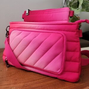 Think Royln Bank XL Street Crossbody & Pouch Bold Pink Ombre  Quilted
